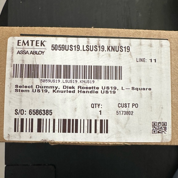 NEW Emtek Knurled L-Square Left Handed Non-Turning Two-Sided Dummy Door Lever - Picture 6 of 7